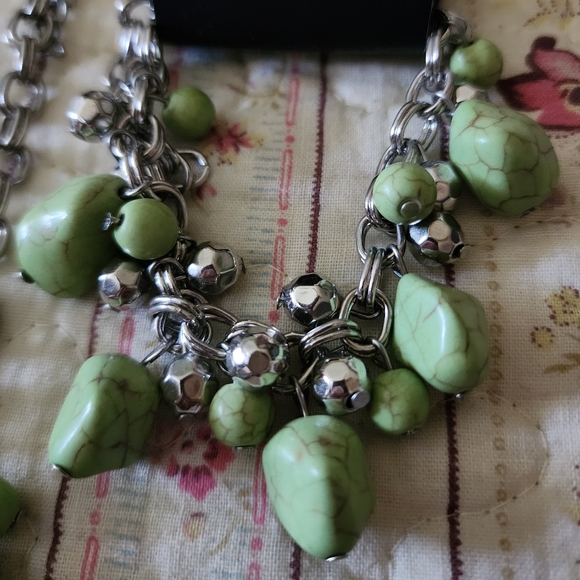 Paparazzi Practical Paleo Green Stone Double Chain Bracelet & Necklace Set - Picture 3 of 3